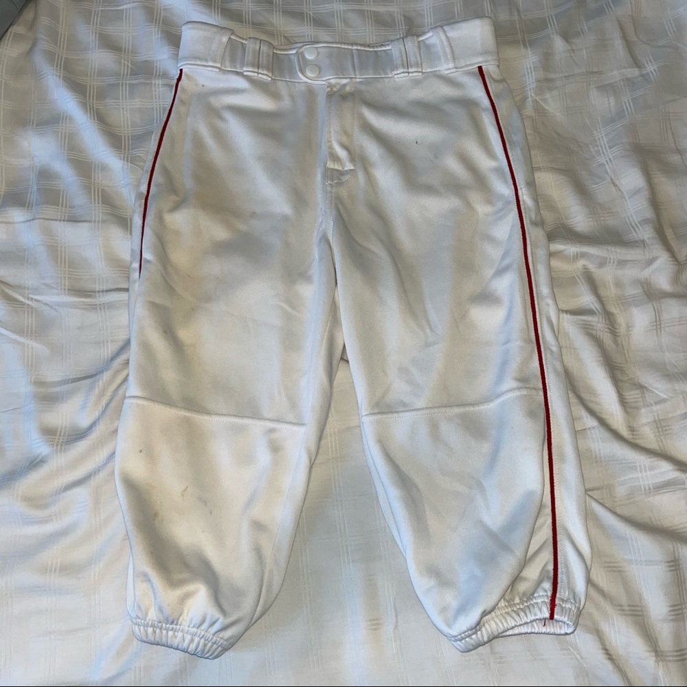 Rawlings Pro Premium Knickers, Knee High Baseball Pants, Red Piping